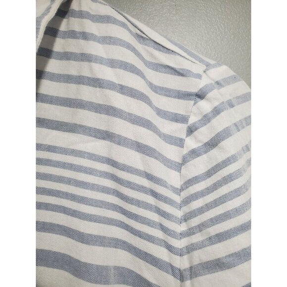 J. Jill Women's Button Front Top White Gray Striped Tunic Long-sleeved Sz S Tall - Picture 9 of 15